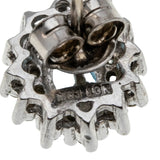 Water & Ice - Vintage 10K White Gold Natural Swiss Blue Topaz & Diamond Cluster Stud Earrings (VE540)