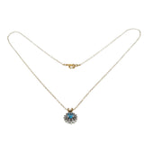 Water & Ice - Vintage 10K Gold Natural Swiss Blue Topaz & Diamond Cluster Pendant & 14K Gold Fill Chain (VP306)