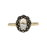 Moonstruck - Vintage English 9K Gold Natural Ceylon Moonstone & Diamond Cluster Ring (VR1137)