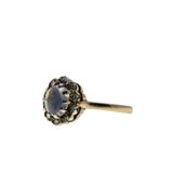 Moonstruck - Vintage English 9K Gold Natural Ceylon Moonstone & Diamond Cluster Ring (VR1137)