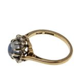 Moonstruck - Vintage English 9K Gold Natural Ceylon Moonstone & Diamond Cluster Ring (VR1137)
