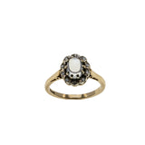 Moonstruck - Vintage English 9K Gold Natural Ceylon Moonstone & Diamond Cluster Ring (VR1137)