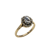 Moonstruck - Vintage English 9K Gold Natural Ceylon Moonstone & Diamond Cluster Ring (VR1137)
