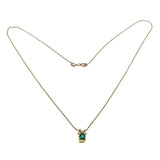 Jewel Of Envy - Vintage 14K Gold Natural Emerald & Diamond Pendant & Chain (VP307)