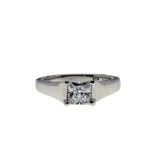 Princess Vibes - Vintage Rhodium Plated Sterling Silver Princess Cut Cubic Zirconia Ring (VR1138)