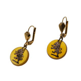 Heraldic Adornments - Art Deco Gold Plate & Sterling Silver Resin Lion Dangly Earrings (ADE037)