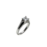 Princess Vibes - Vintage Rhodium Plated Sterling Silver Princess Cut Cubic Zirconia Ring (VR1138)