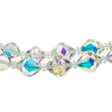 Swarovski - Vintage Silver Tone Austrian Aurora Borealis Crystal Double Strand Graduated Necklace & Clip On Earring Set (VN180)