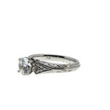All In White - Vintage Rhodium Plated Sterling Silver Cubic Zirconia Engraved Ring (VR1139)