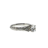 All In White - Vintage Rhodium Plated Sterling Silver Cubic Zirconia Engraved Ring (VR1139)
