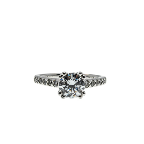 Brilliant Proposal - Vintage Rhodium Plate Sterling Silver Cubic Zirconia Engagement Ring (VR1141)