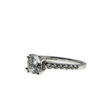 Brilliant Proposal - Vintage Rhodium Plate Sterling Silver Cubic Zirconia Engagement Ring (VR1141)