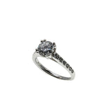 Brilliant Proposal - Vintage Rhodium Plate Sterling Silver Cubic Zirconia Engagement Ring (VR1141)