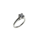 Brilliant Proposal - Vintage Rhodium Plate Sterling Silver Cubic Zirconia Engagement Ring (VR1141)