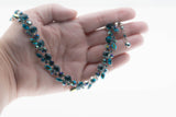Teal Beauty - Vintage Signed 'Sherman' Rhodium Plate Austrian Swarovski Aurora Borealis Crystal Rhinestone Necklace & Clip-On Earring Set (VN268)