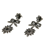 Español De Renaissance - Art Deco 900 Silver 'Bow & Floral' Filigree Earrings (ADE40)