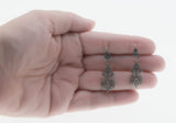 Exquisite Deco - Art Deco Spanish 800 Silver Natural Rose Cut White Topaz Open-Work Earrings (VE041)