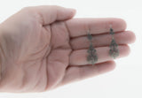 Exquisite Deco - Art Deco Spanish 800 Silver Natural Rose Cut White Topaz Open-Work Earrings (VE041)