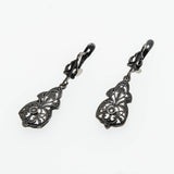 Exquisite Deco - Art Deco Spanish 800 Silver Natural Rose Cut White Topaz Open-Work Earrings (VE041)