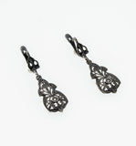 Exquisite Deco - Art Deco Spanish 800 Silver Natural Rose Cut White Topaz Open-Work Earrings (VE041)