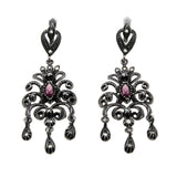 Go Baroque - Art Deco Spanish Sterling Silver Amethyst & Diamond Paste Chandelier Earrings (ADE042)