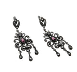 Go Baroque - Art Deco Spanish Sterling Silver Amethyst & Diamond Paste Chandelier Earrings (ADE042)