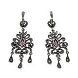 Go Baroque - Art Deco Spanish Sterling Silver Amethyst & Diamond Paste Chandelier Earrings (ADE042)
