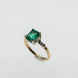 Emerald City - Vintage 14K Gold Natural Emerald & Baguette Diamond Ring (VR1142)