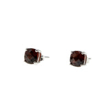 Fiery Embers - Vintage 10K White Gold Garnet Stud Earrings (EE226)