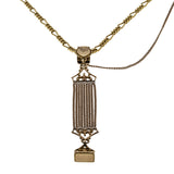 Two Eras - Victorian English Rose Gold Fill Watch Fob Pendant & Vintage Gold Plated Figaro Chain (VICP123)