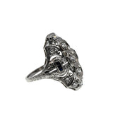 Deco Artistry - Art Deco Platinum Natural 'Old European Cut' Diamond & Sapphire Shield Ring  (ADR300)