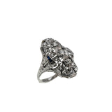 Deco Artistry - Art Deco Platinum Natural 'Old European Cut' Diamond & Sapphire Shield Ring  (ADR300)