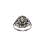 1920s Rarity - Art Deco Platinum Natural Old European Cut Diamond & Sapphire Ring (ADR301)