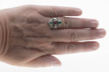 Wearable Art - Vintage Sterling Silver Natural Ruby & Emerald Artisan Ring (VR1143)