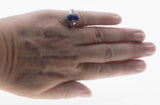 Marquise Halo - Vintage Sterling Silver Tanzanite Inspired Crystal Rhinestone Ring (VR1144)