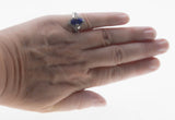 Marquise Halo - Vintage Sterling Silver Tanzanite Inspired Crystal Rhinestone Ring (VR1144)