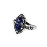 Marquise Halo - Vintage Sterling Silver Tanzanite Inspired Crystal Rhinestone Ring (VR1144)