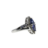 Marquise Halo - Vintage Sterling Silver Tanzanite Inspired Crystal Rhinestone Ring (VR1144)