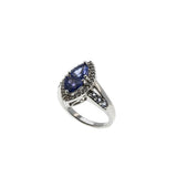 Marquise Halo - Vintage Sterling Silver Tanzanite Inspired Crystal Rhinestone Ring (VR1144)