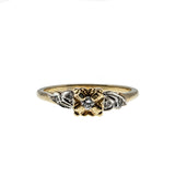 Golden Blossom - Vintage Art Deco Revival 10K Gold Diamond Flower Engagement Ring (VR904)