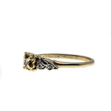 Golden Blossom - Vintage Art Deco Revival 10K Gold Diamond Flower Engagement Ring (VR904)