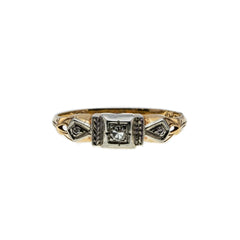 Deco Delight - Art Deco 18K/14K Gold Antique Cut Diamond Engagement Ring (ADR248)