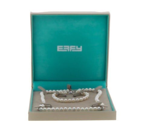 Effy - Estate Sterling Silver Genuine Cultured Freshwater Pearl Necklace, Bracelet & Earring Set In The Original Box (EN056)4