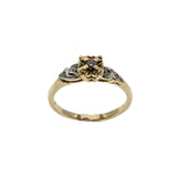 Golden Blossom - Vintage Art Deco Revival 10K Gold Diamond Flower Engagement Ring (VR904)