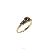 Golden Blossom - Vintage Art Deco Revival 10K Gold Diamond Flower Engagement Ring (VR904)