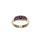 Crimson Trio - Victorian European 8K Gold Natural Ruby & Old Mine Cut Diamond Ring (VICR188)