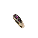 Crimson Trio - Victorian European 8K Gold Natural Ruby & Old Mine Cut Diamond Ring (VICR188)