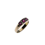 Crimson Trio - Victorian European 8K Gold Natural Ruby & Old Mine Cut Diamond Ring (VICR188)