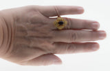 Art Deco Revival - Vintage Signed 'Generations 1912' Gold Plated Sterling Silver Natural Rhodolite Garnet & White Topaz Ring (VR1147)