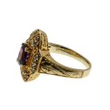 Art Deco Revival - Vintage Signed 'Generations 1912' Gold Plated Sterling Silver Natural Rhodolite Garnet & White Topaz Ring (VR1147)